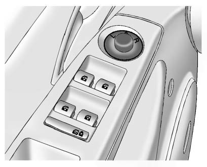 Controls for the outside power mirrors are on the driver door.