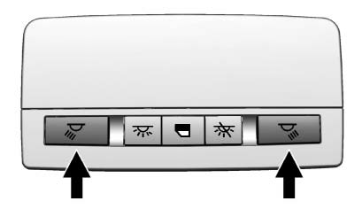 The reading lamps are located in the overhead console.