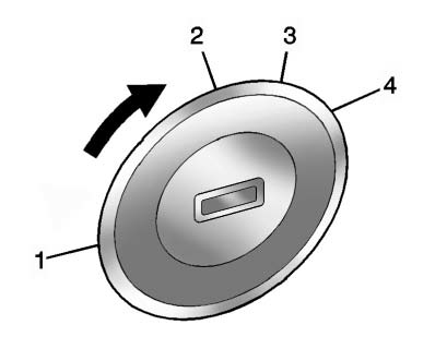 The ignition switch has four different positions.