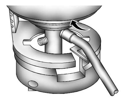 4. Turn the sealant canister (2) so the inflator filling hose is aligned with