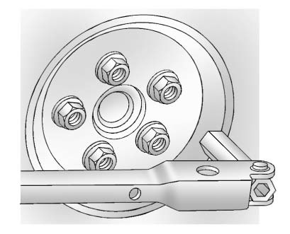 2. Turn the wheel wrench counterclockwise once on each wheel nut to loosen it.
