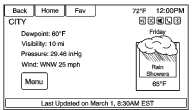 Allow approximately 15 minutes for the current weather in the area to display.