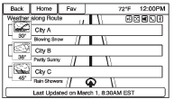 If a destination is set, there is the option to view weather conditions for up