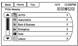 Press to display a search list of nearby POIs. Select the desired POI.