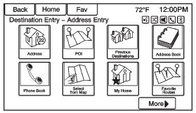 If route guidance is not active, press the Destination Entry screen button on