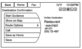 5. Press the Start Guidance screen button and the route calculates.