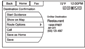 7. Press the Start Guidance screen button and the route calculates.