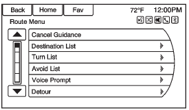 Several functions can be performed after a destination has been entered. Press