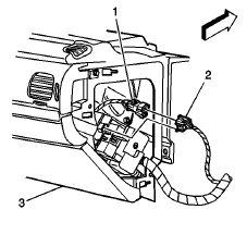 Disconnect the instrument panel module yellow harness connector (1) from