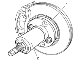Caution: Support the brake caliper with heavy mechanic wire, or