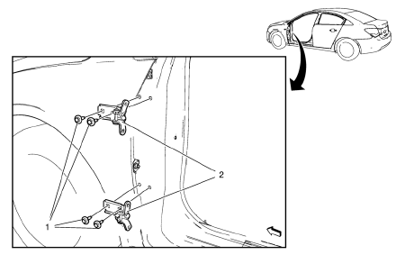Chevrolet Cruze. Front Side Door Upper Hinge and Lower Hinge Replacement