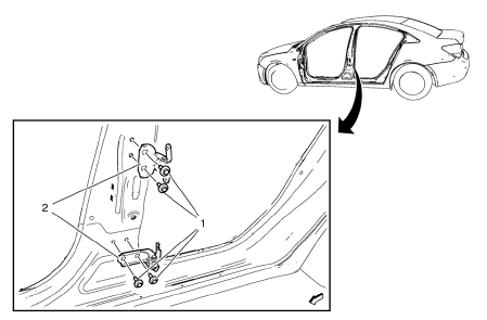 Chevrolet Cruze. Rear Side Door Upper Hinge and Lower Hinge Replacement