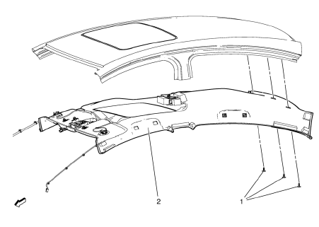 Chevrolet Cruze. Headlining Trim Panel Replacement (With Sunroof)