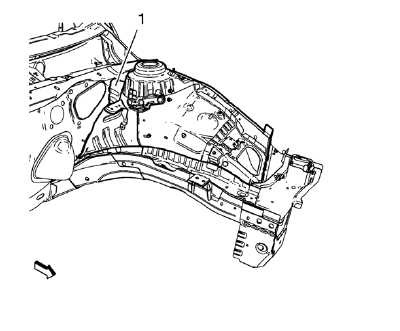 Note: Front wheelhouse rear panel brace (1) remains to the body.