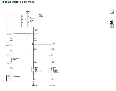 Chevrolet Cruze. Outside Rearview Mirror Schematics