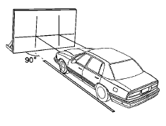 The vehicle left tires must be aligned with the reference line extending