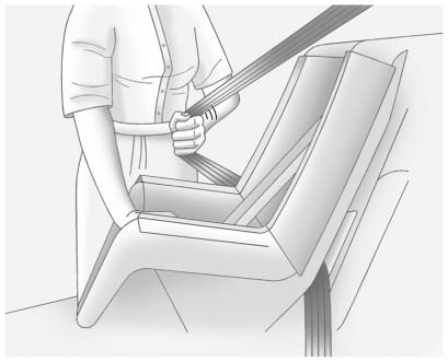 4. Pull the shoulder belt all the way out of the retractor to set the lock. When