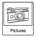 Press the Pictures screen button to view pictures on your USB drive or SD card.