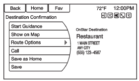 Start Guidance: Press to start route calculation to the destination(s)