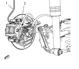 Caution: Support the brake caliper with heavy mechanic wire, or