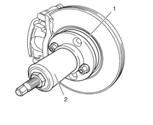 Caution: Support the brake caliper with heavy mechanic wire, or